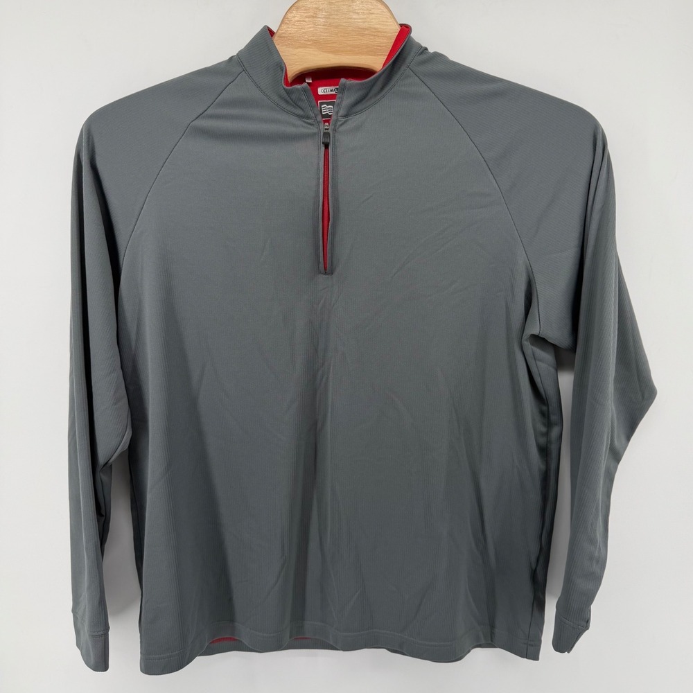 Adidas Pullover Mens XLarge Gray‎ Climalite Quarter-Zip Athletic Long Sleeve Top